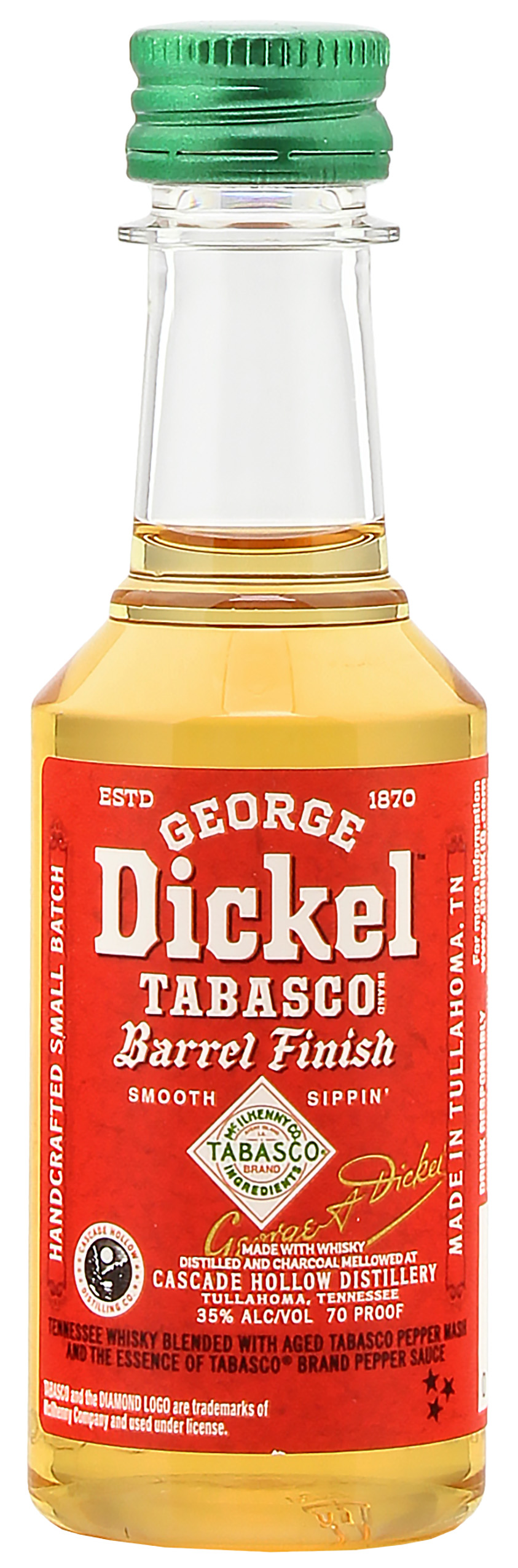 Miniatur George Dickel Tabasco Barrel Finish 35.0% 0,05l