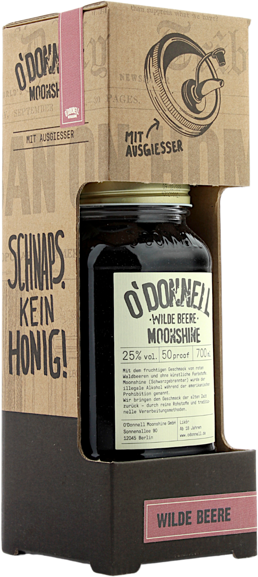 Kombi O'Donnell Moonshine Wilde Beere mit Ausgießer 25.0% 0,7l