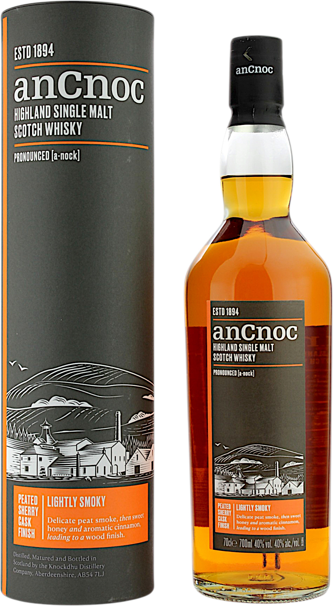 AnCnoc Peated Sherry Cask Finish Lightly Smoky 40.0% 0,7l