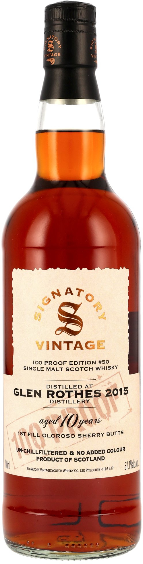Glenrothes 10 Jahre 2015/2025 Signatory 100 Proof Edition #50 57.1% 0,7l