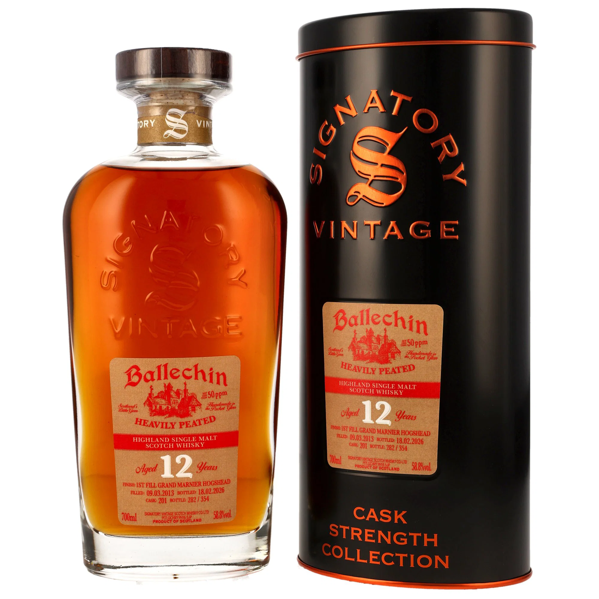 Ballechin 12 Jahre 2013/2026 1st Fill Grand Marnier Hogshead #201 Signatory Cask Strength 58.8% 0,7l