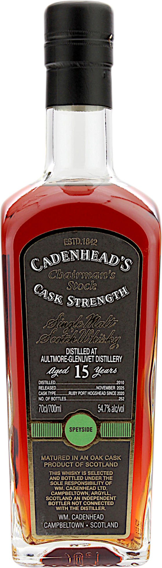 Aultmore 15 Jahre 2010/2025 Cadenhead's Chairman's Stock Cask Strength 54.7% 0,7l