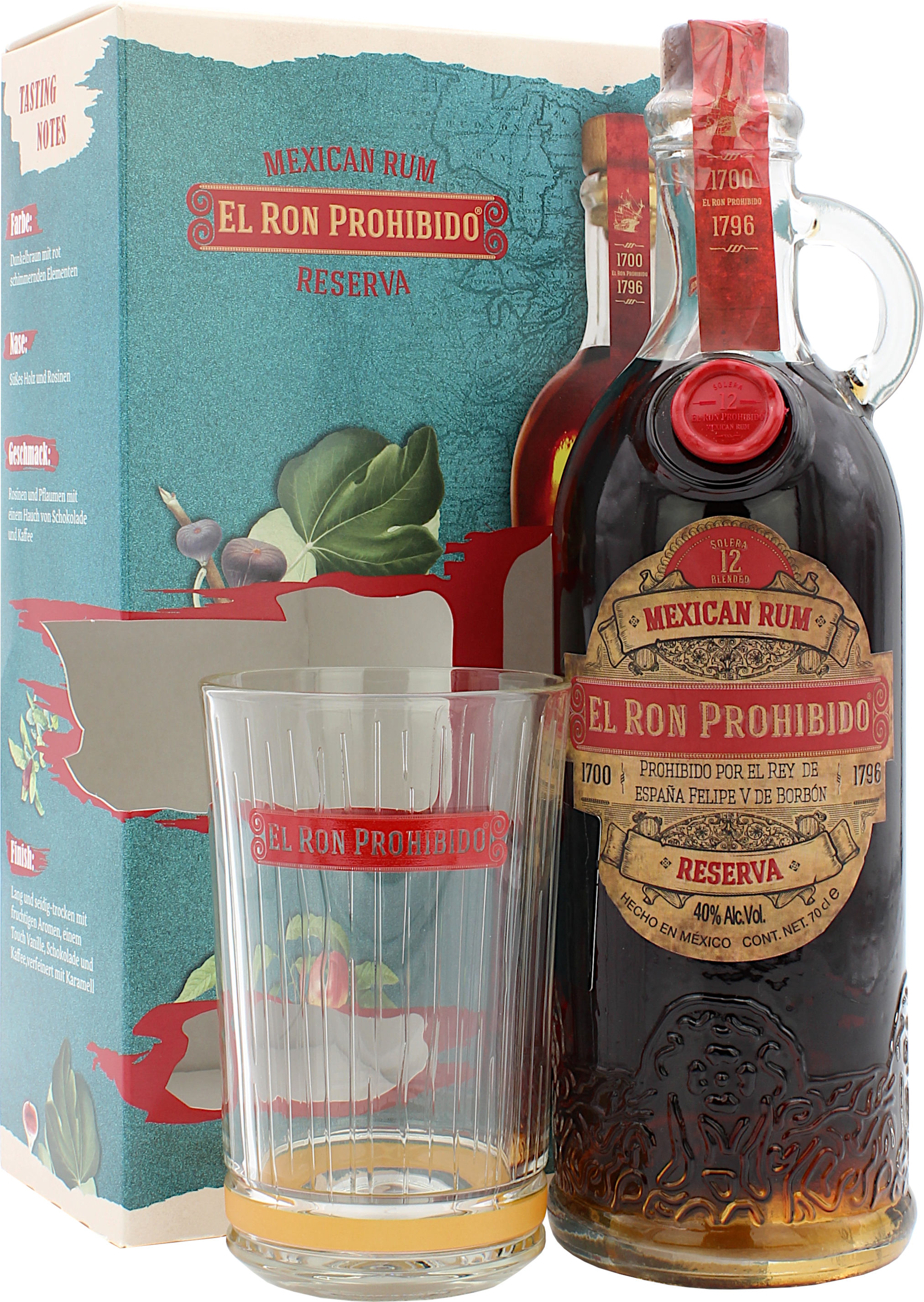 El Ron Prohibido Reserva 12 Jahre Geschenkset mit Glas 40% 0,7l