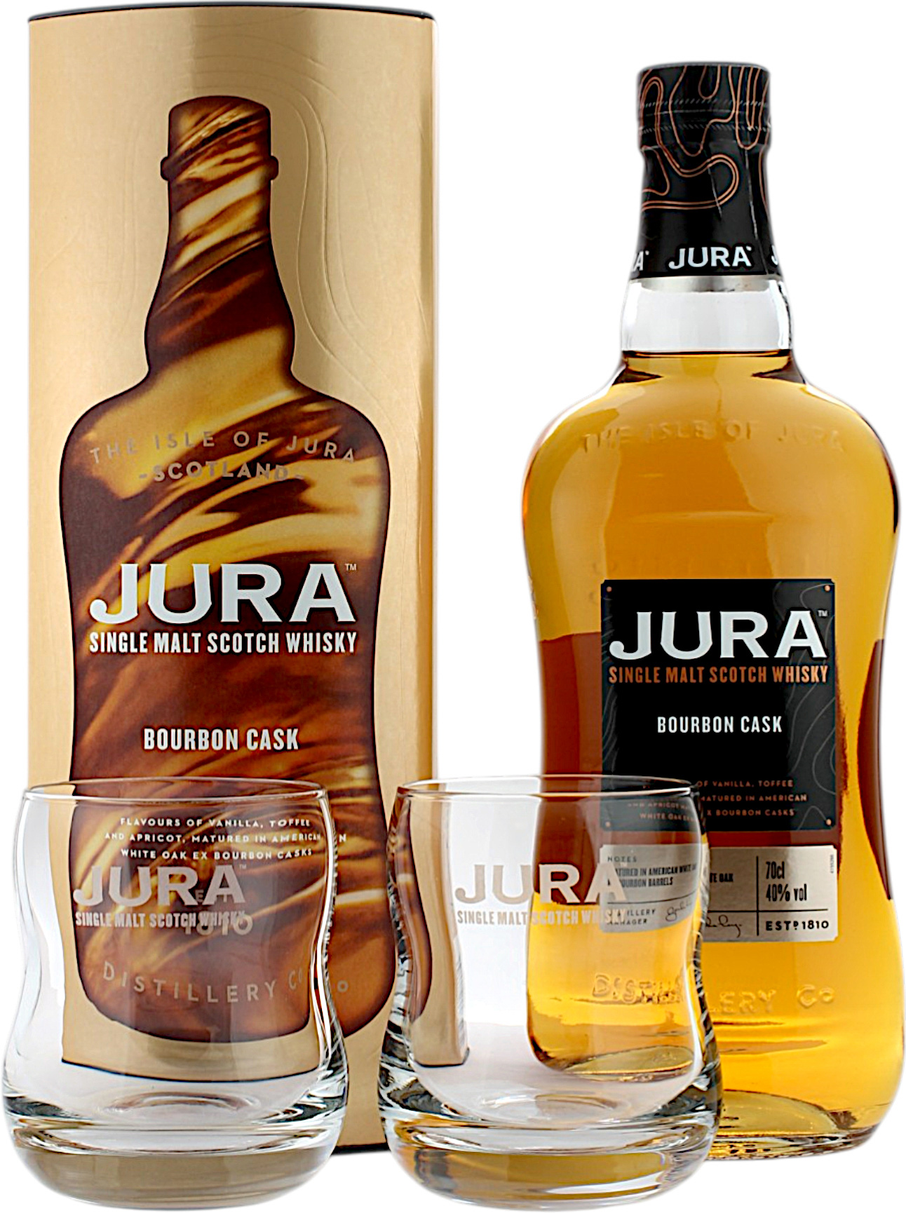 Jura Bourbon Cask Geschenkset mit zwei Gläser 40.0% 0,7l