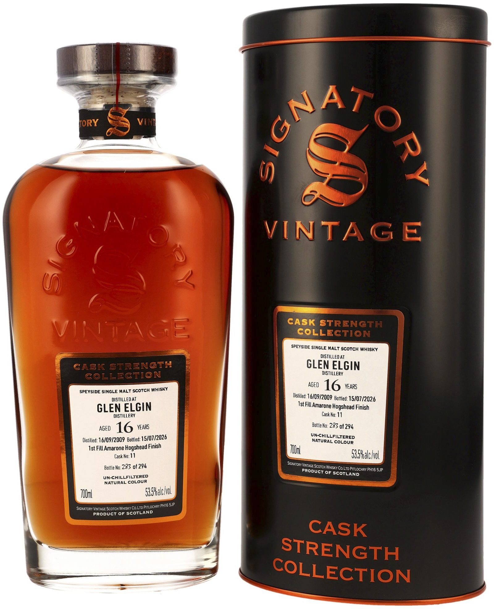 Glen Elgin 16 Jahre 2009/2026 1st Fill Amarone Cask Finish #11 Signatory Cask Strength 53.5% 0,7l