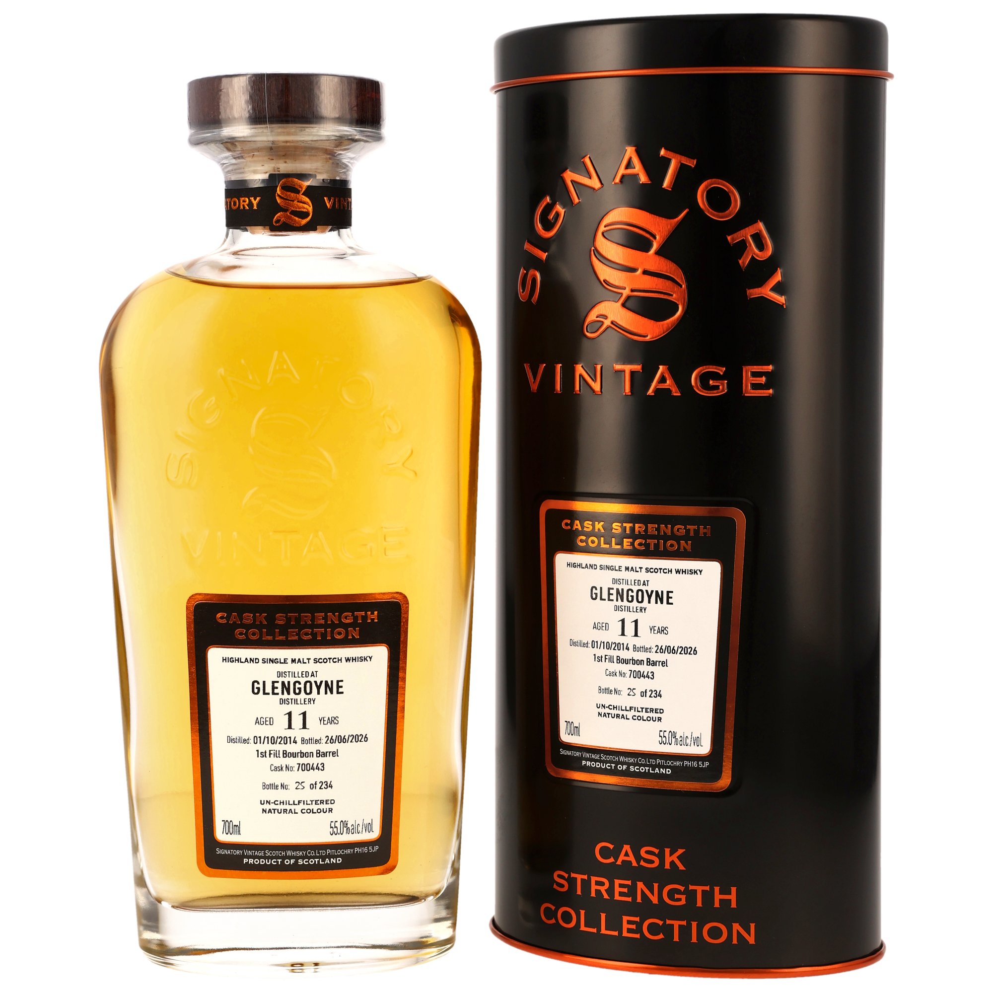 Glengoyne 11 Jahre 2014/2026 1st Fill Bourbon Barrel #700443 Signatory Vintage CS 55.0% 0,7l