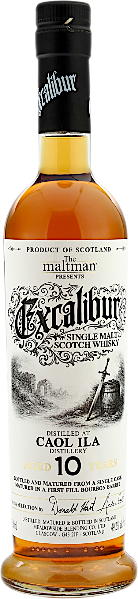 Caol Ila 10 Jahre Excalibur First Fill Bourbon Barrel The Maltman 2015 49.2% 0,5l