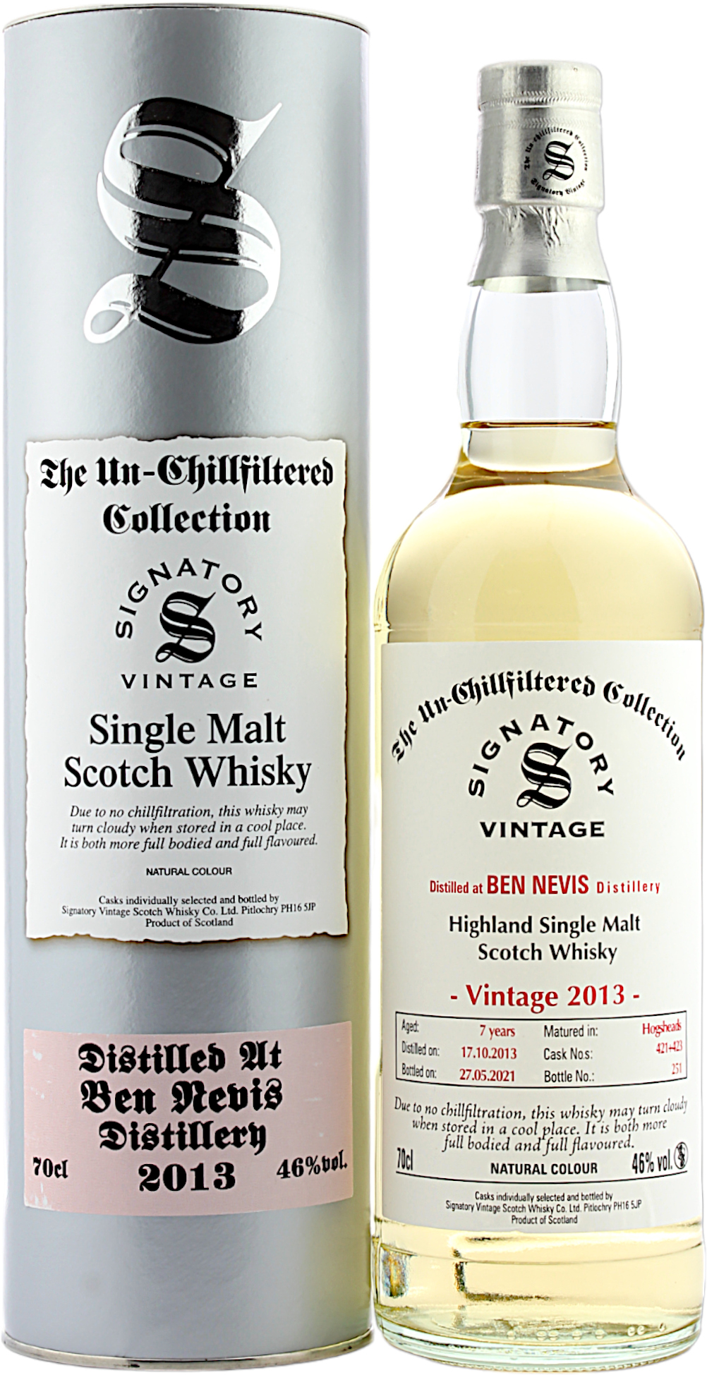 Ben Nevis 7 Jahre 2013/2021 Cask 421+423 Signatory Un-Chillfiltered 46.0% 0,7l