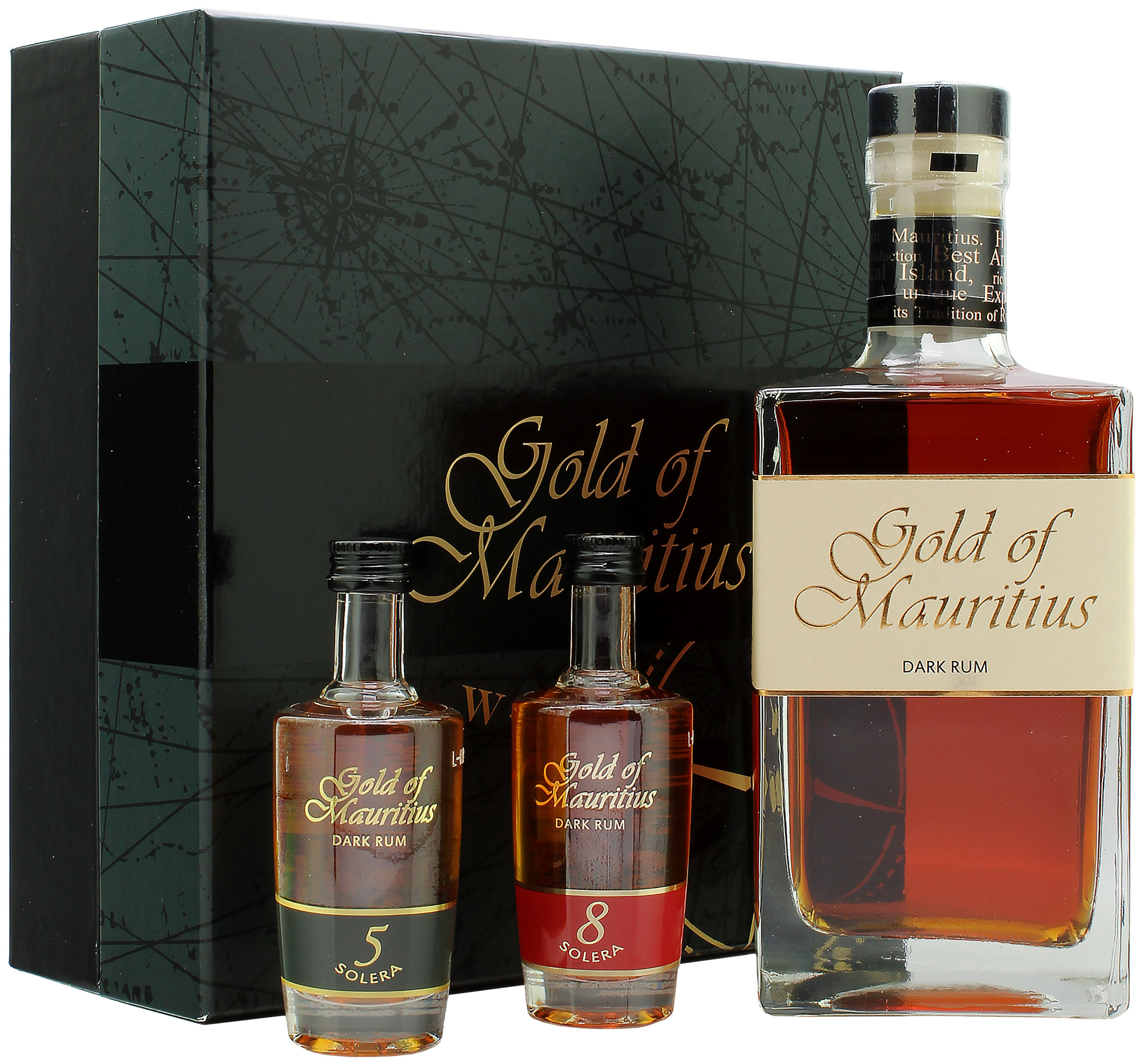Gold of Mauritius Dark Rum Geschenkset mit 2 Miniaturen 40.0% 0,7l