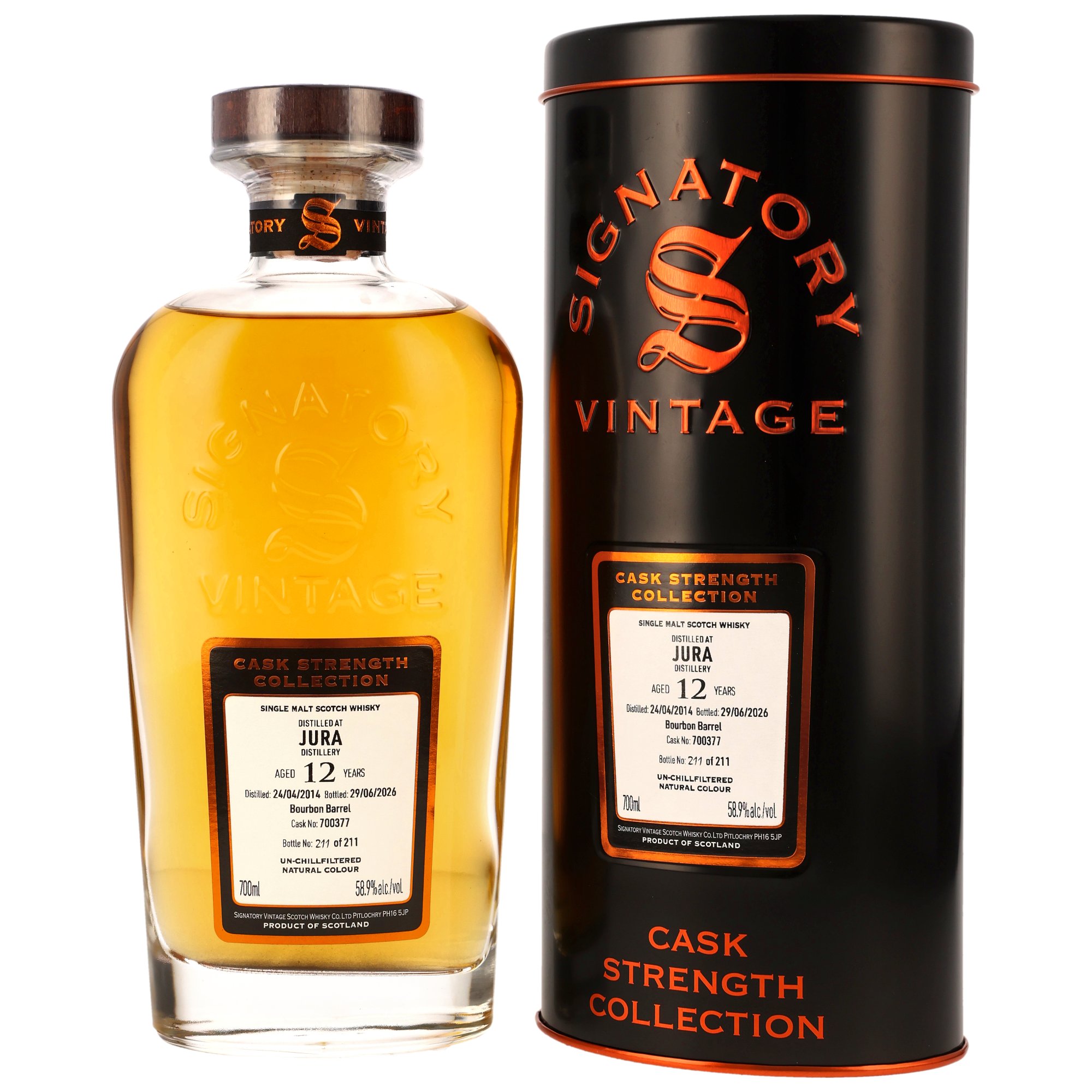 Jura 12 Jahre 2014/2026 Bourbon Barrel #700377 Signatory Vintage CS 58.9% 0,7l
