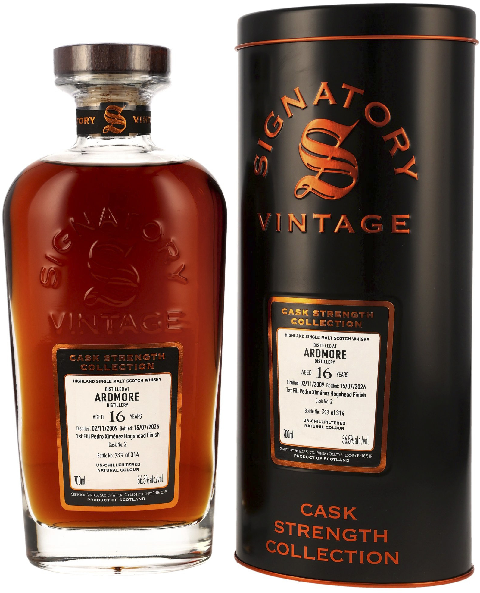 Ardmore 16 Jahre 2009/2026 1st Fill PX Hogshead Finish #2 Signatory Cask Strength 56.5% 0,7l