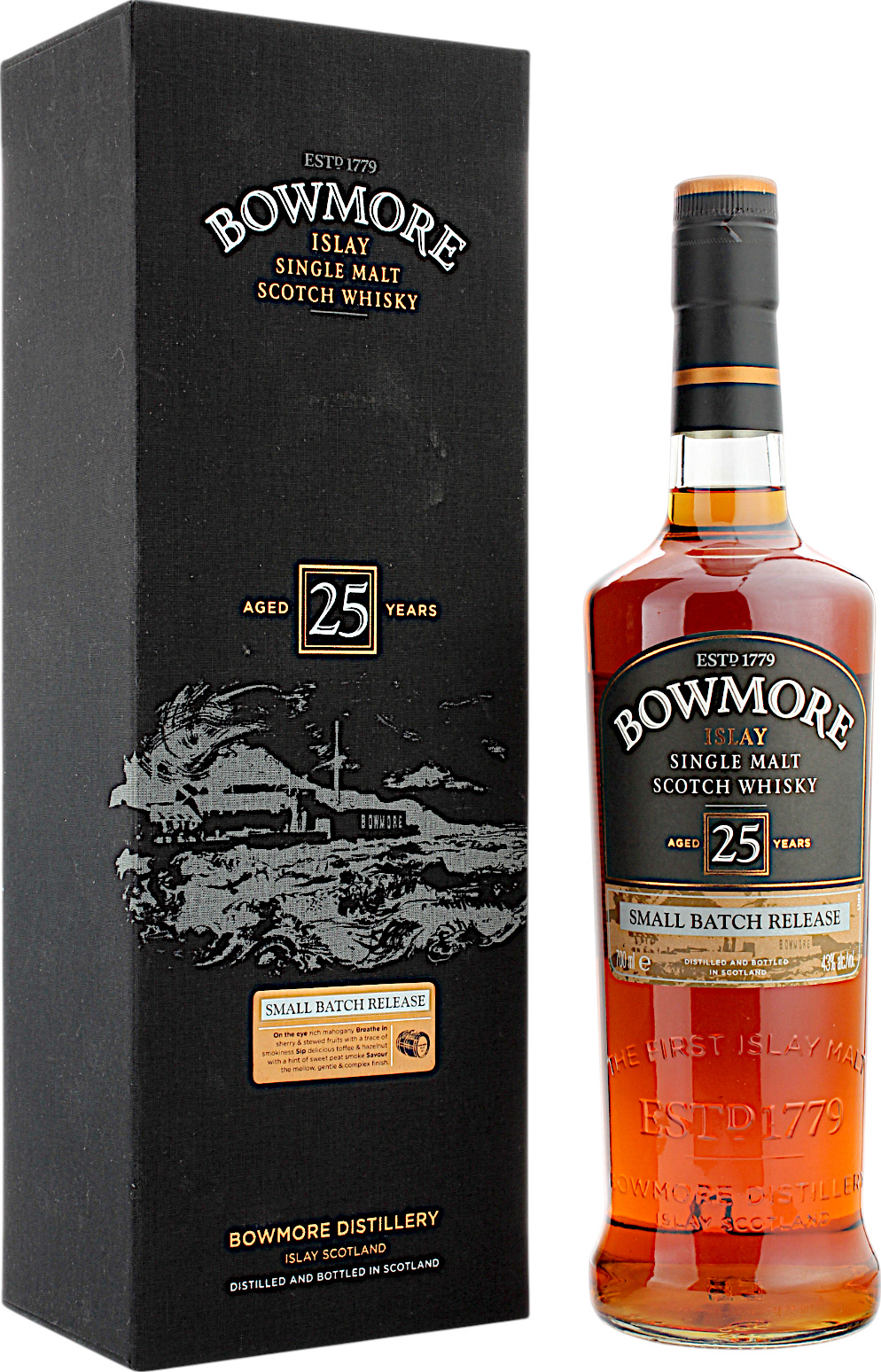 Bowmore 25 Jahre Small Batch Release altes Design 43.0% 0,7l